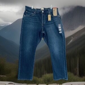 NWT Levis 501 Curve Jeans Women 34x30 Dark Wash High Rise Straight Stretch Denim